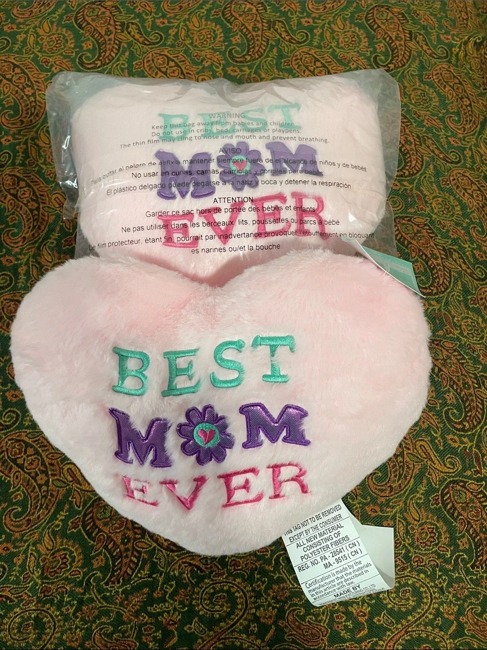 Best Mom Ever Pink Heart Accent Pillow - Plush Mother's Day Gift